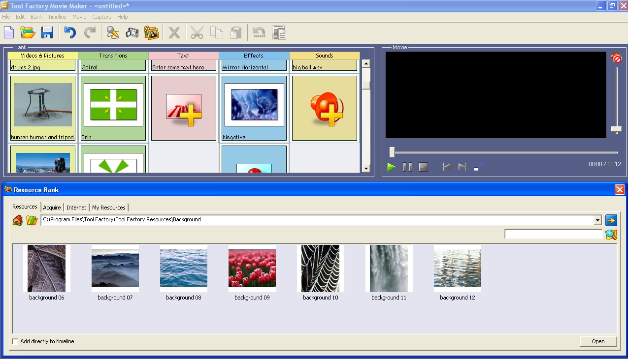 window movie maker templates